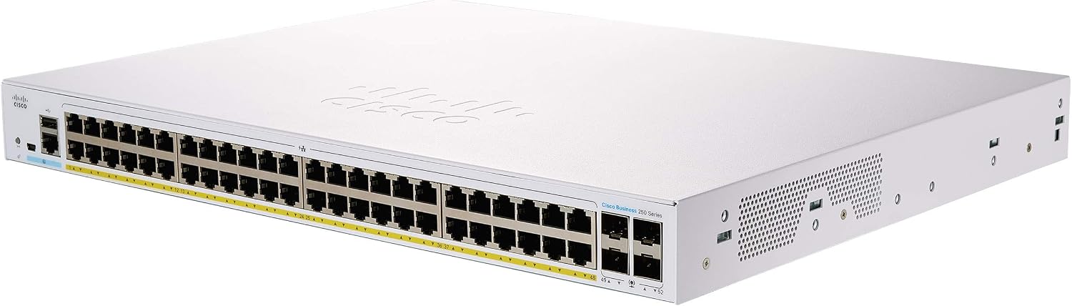 Cisco CBS250-48P-4X-NA Business 250 48-Port PoE+ Smart Managed Switch with 4x 10G SFP+ Uplinks