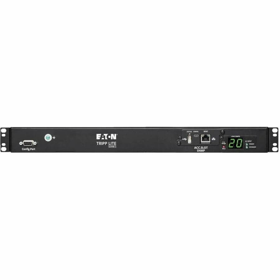 Eaton Tripp Lite Series 3.8kW 200-240V Single-Phase ATS/Monitored PDU - 8 C13 and 2 C19 Outlets, Dual C20 Inlets, 12 ft. Cords, Network Card, 1U, TAA