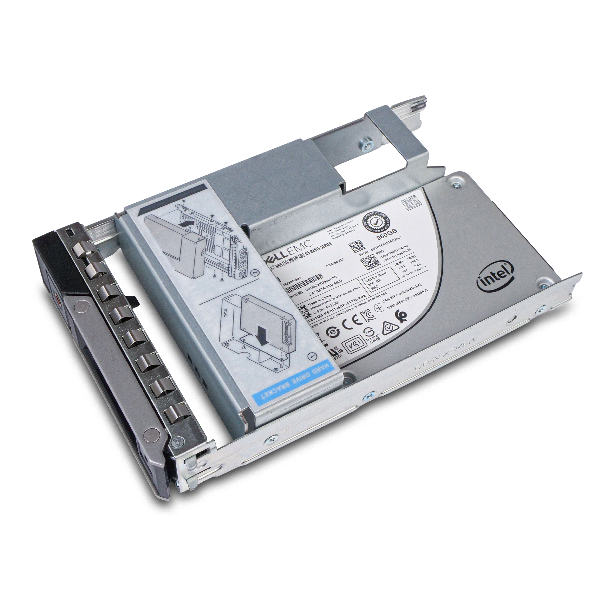 Dell G14 345-BDQM 960GB 3 DWPD SATA 6Gb/s 3D TLC Mixed Use Hybrid 3.5in Refurbished SSD