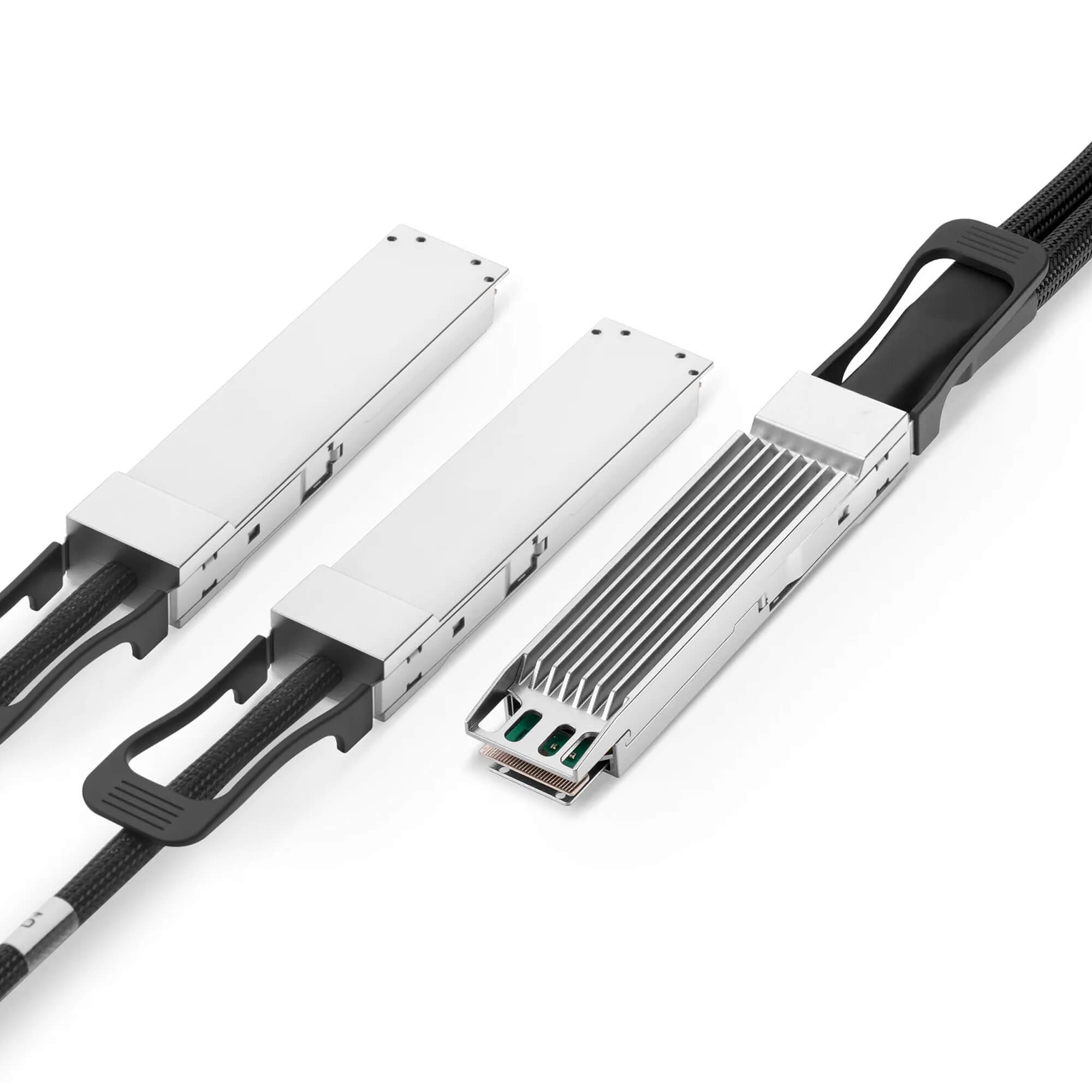 NSComm NVIDIA/Mellanox Compatible 800G OSFP Finned Top to 2 x 400G OSFP Flat Top Ethernet Active Electrical Copper Breakout Cable up to 5m(16ft)