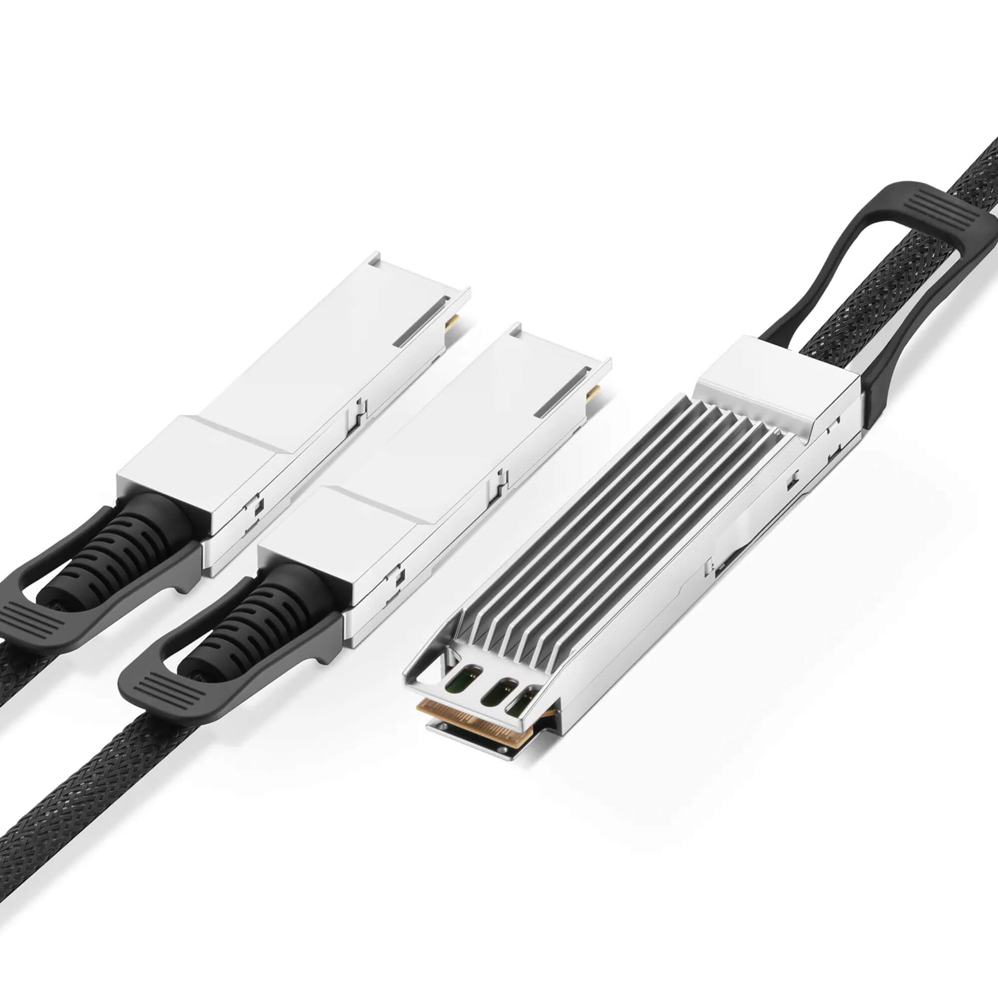 NSComm NVIDIA/Mellanox Compatible 800G OSFP Finned Top to 2 x 400G QSFP112 InfiniBand NDR Active Electrical Breakout Cable up to 5m(16ft)