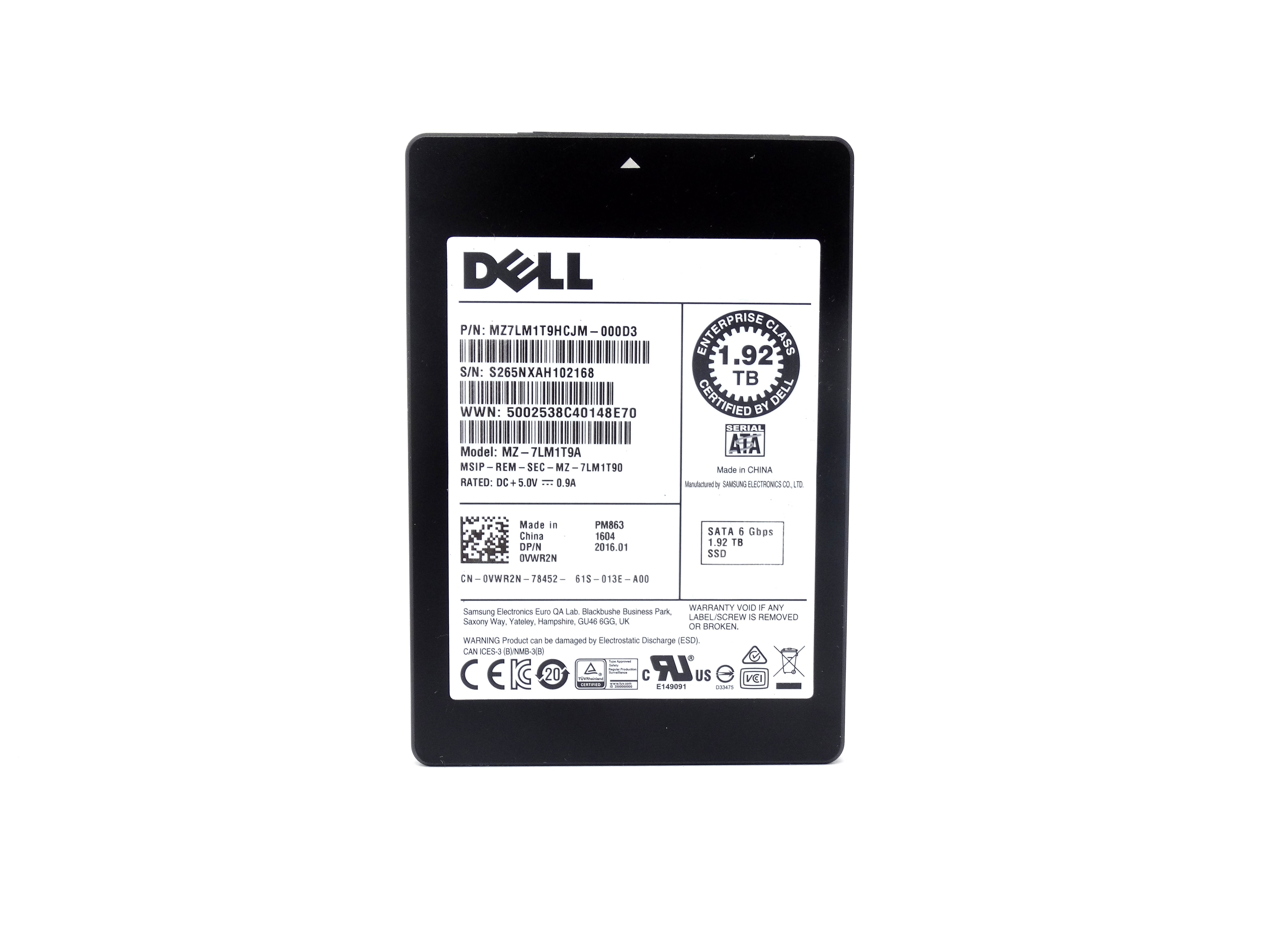 Dell Enterprise PM863 1.92TB 6Gbps SATA 2.5'' SSD Solid State Drive (400-ATNT)