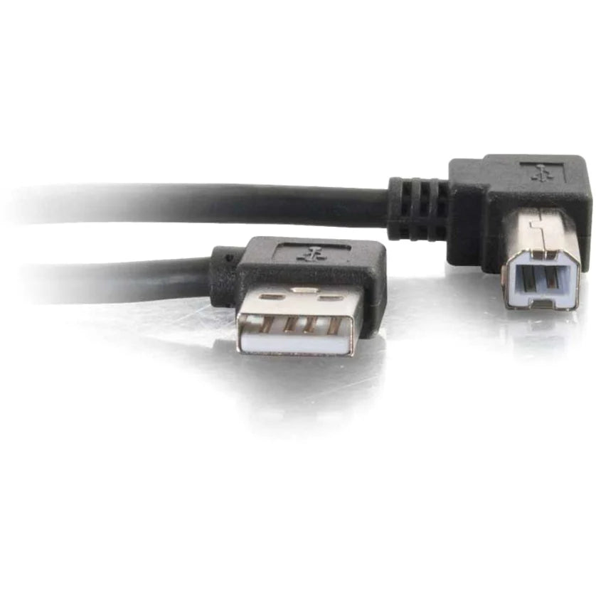 C2G 10ft Right Angle USB A to USB B Cable - USB A to B Cable - USB 2.0 - Black - M/M