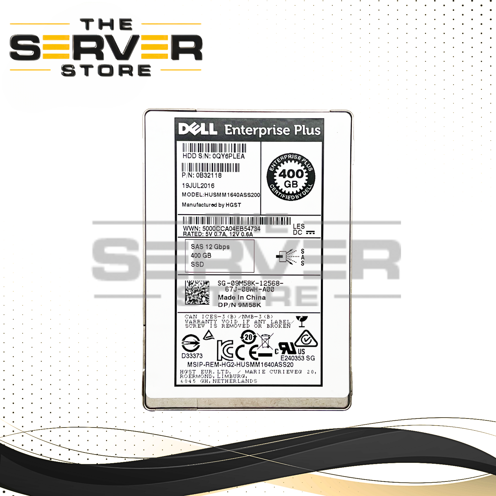 Dell Enterprise Plus 400GB SAS 12G SFF 2.5" SSD HUSMM1640ASS200 0B32118 (No Tray)