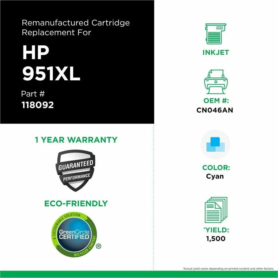 Clover Imaging Remanufactured High Yield Cyan Ink Cartridge for HP 951XL (CN046AN)