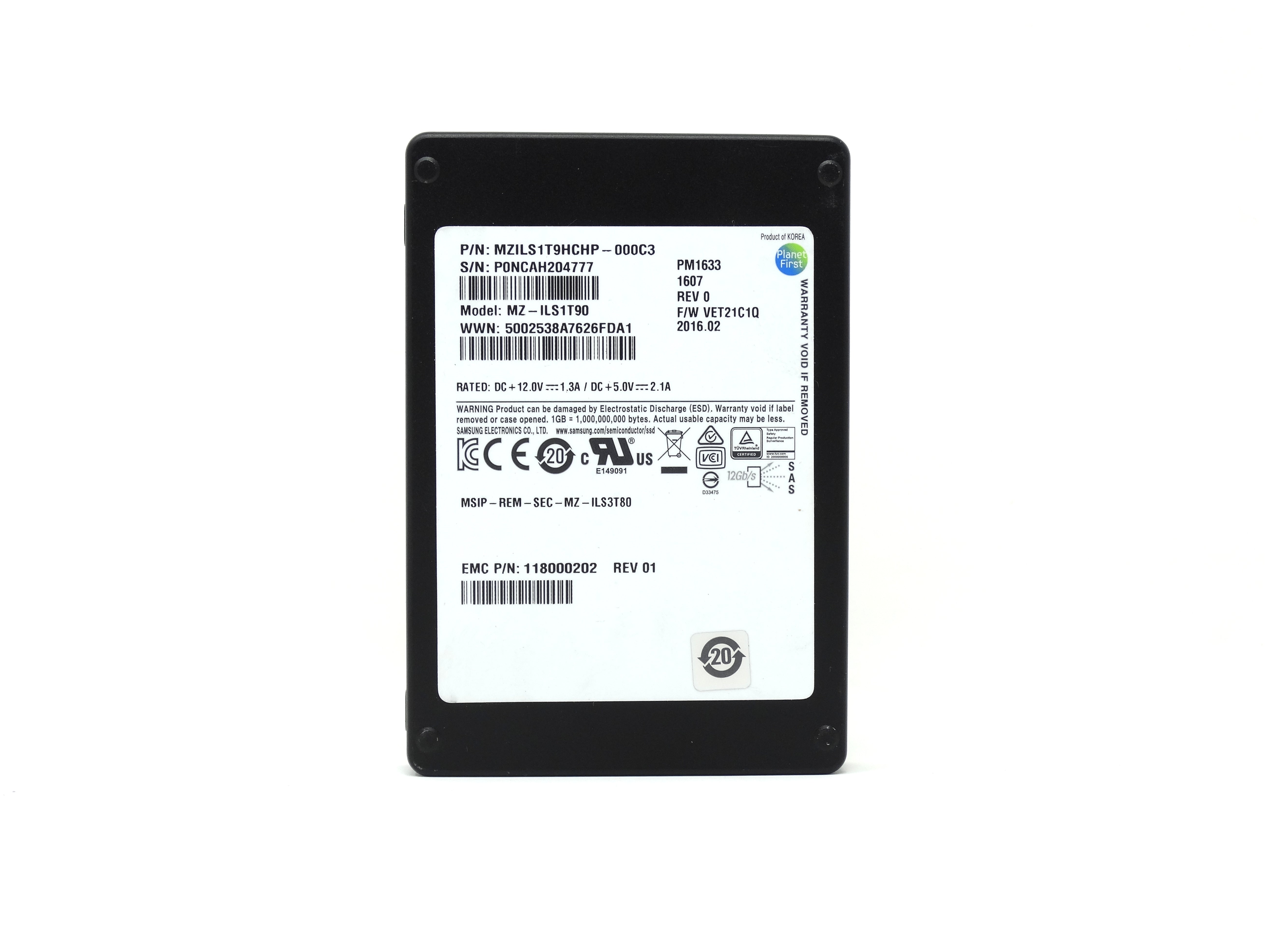 EMC Samsung PM1633 1.92TB 12Gb/s SAS 2.5'' SSD (MZ-ILS1T90)