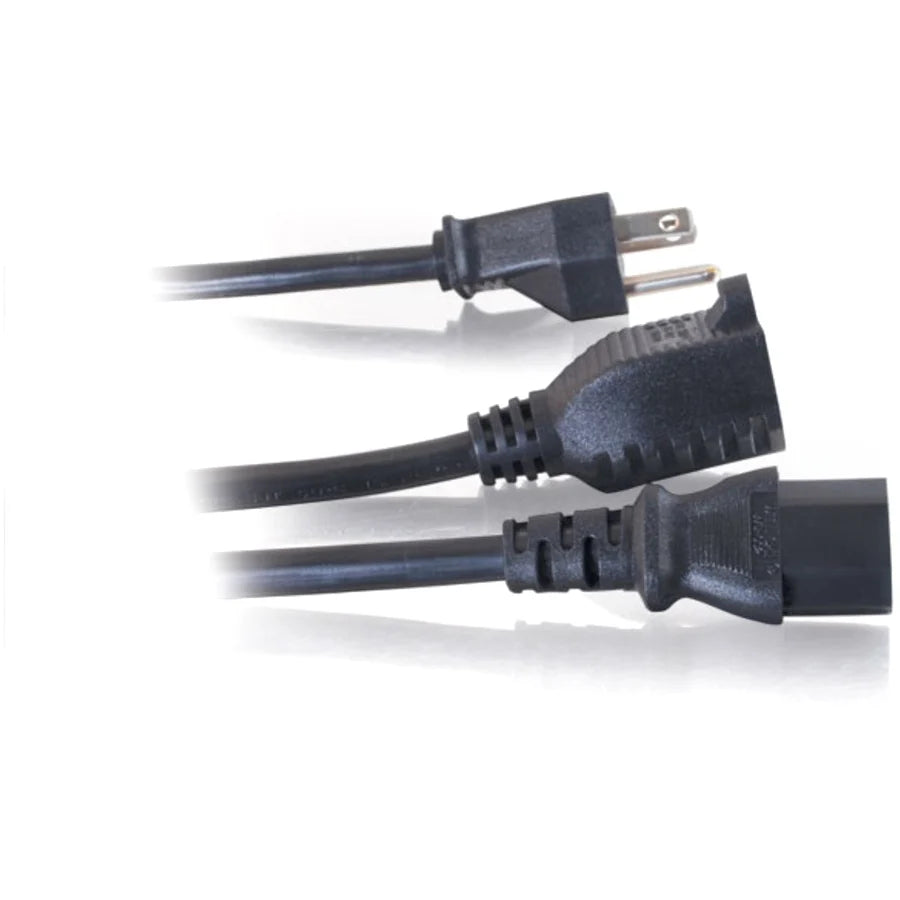 C2G 3ft 16 AWG 1-to-2 Power Cord Splitter (NEMA 5-15P to 1 NEMA 5-15R + 1 IEC320C13)