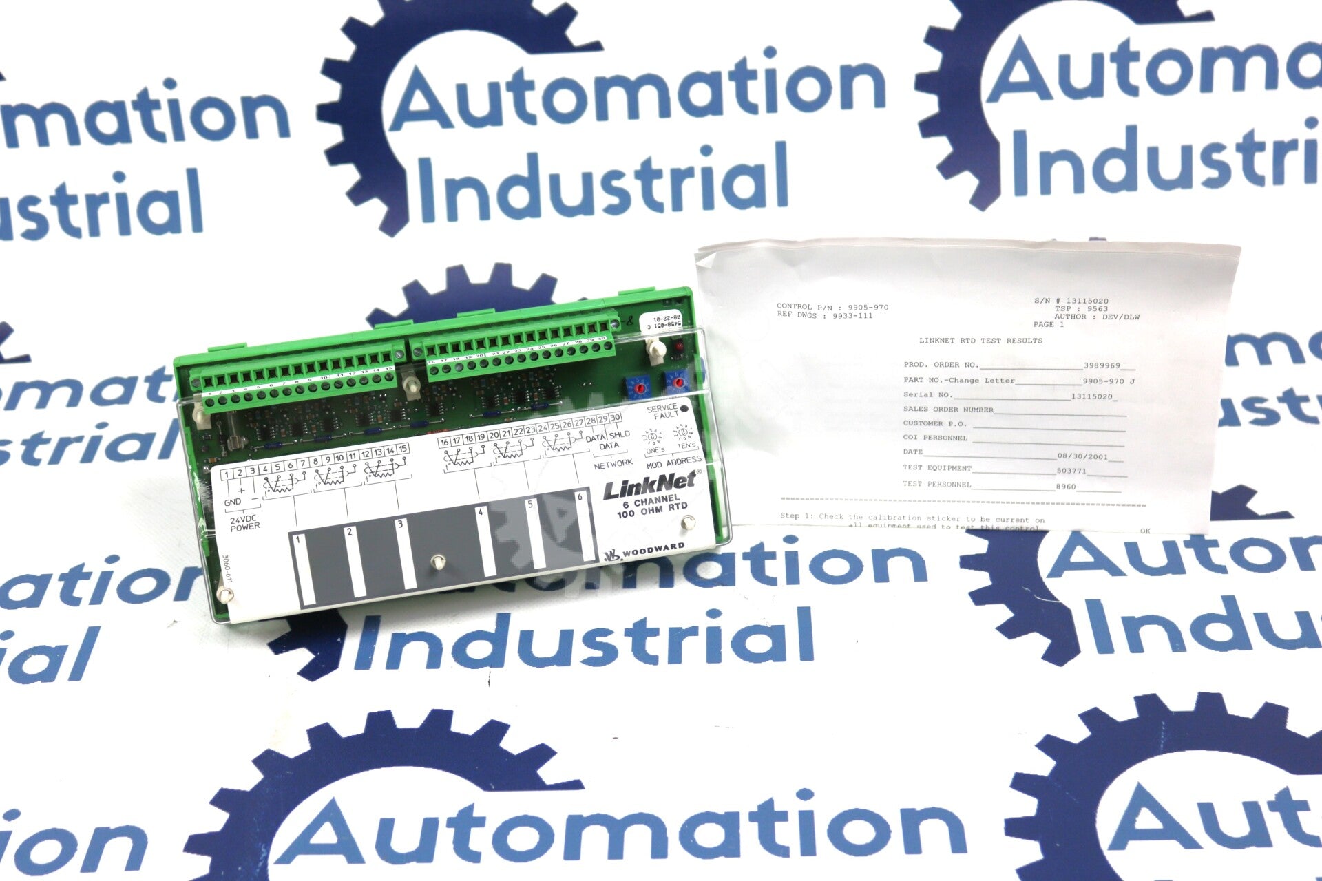 9905-970 By Woodward 6 Channel 100 OHM RTD Analog Input LinkNet Module NSNB