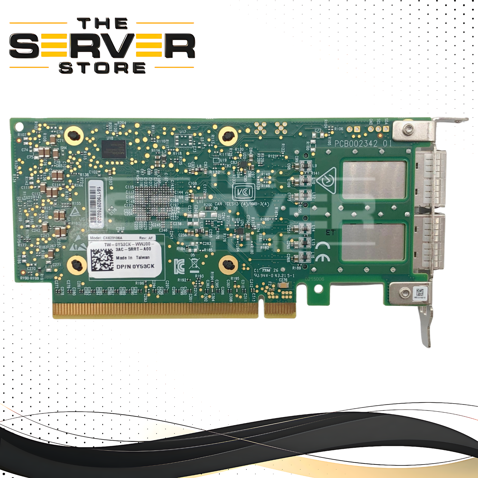 Dell Mellanox ConnectX-6 Dual Port 100Gb QSFP56 PCI-e Network Adapter with Low Profile Bracket. P/N: Y53CK, 0Y53CK.