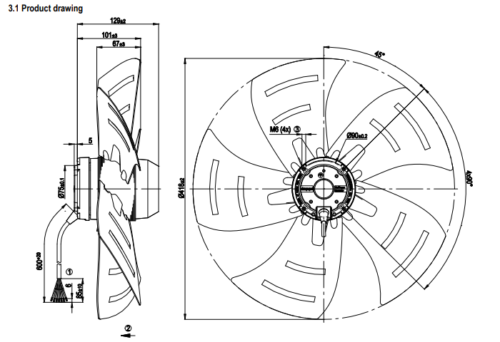 Ebm-papst A4D420-AP02-01  230V 0.44A 420MM  AC AXIAL FAN