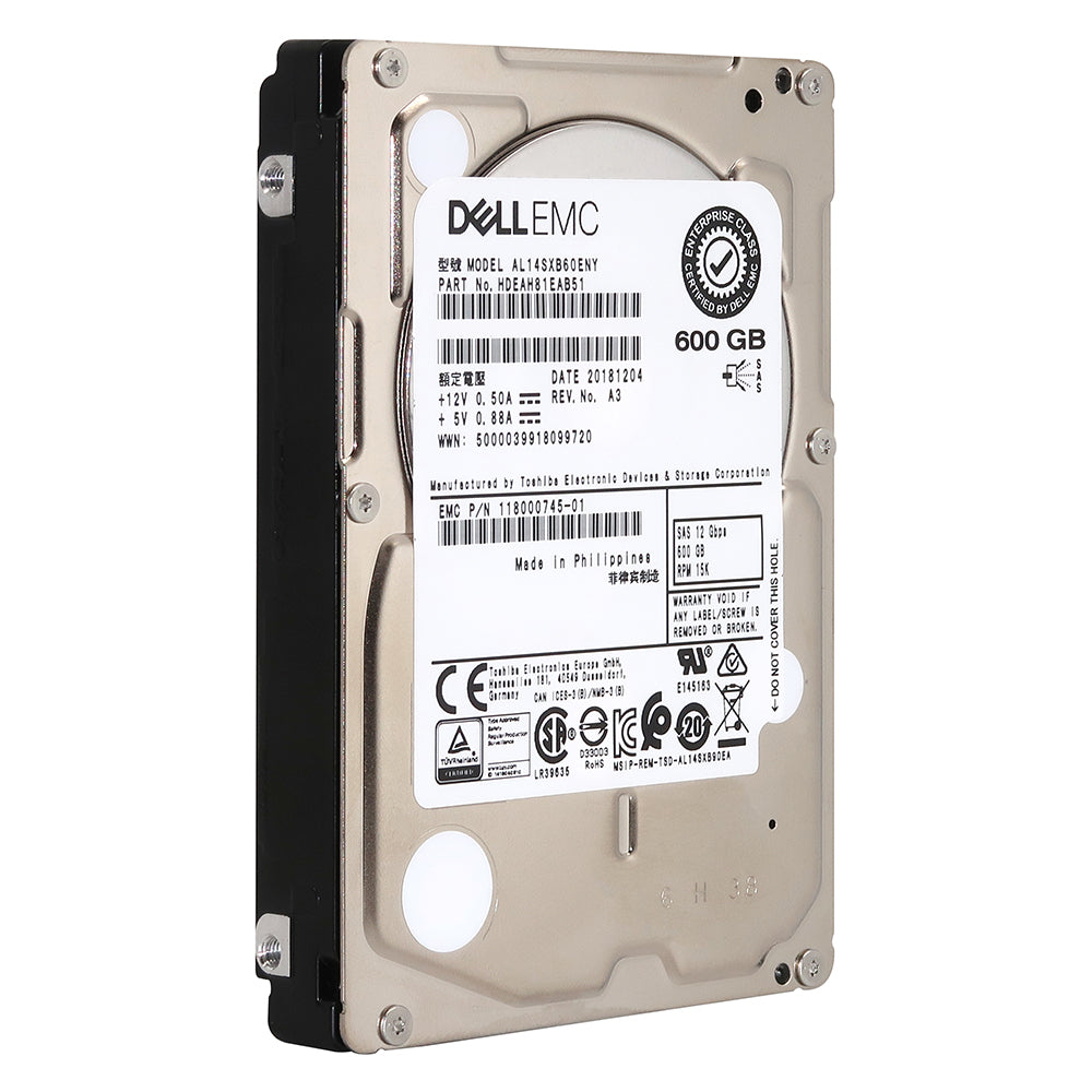 Toshiba / Dell AL14SXB AL14SXB60ENY HDEAH81EAB51 600GB 15K RPM SAS 12Gb/s 512n 2.5in Refurbished HDD