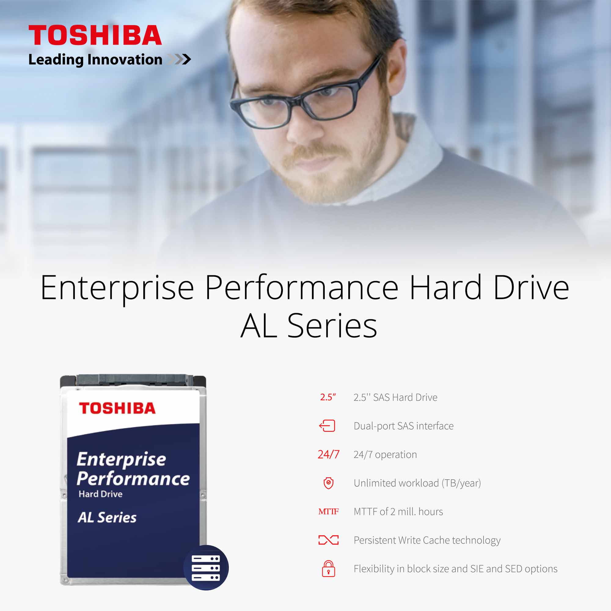Toshiba AL15SEB AL15SEB18EQ 1.8TB 10K RPM SAS 12Gb/s 512e 128MB 2.5" Hard Drive