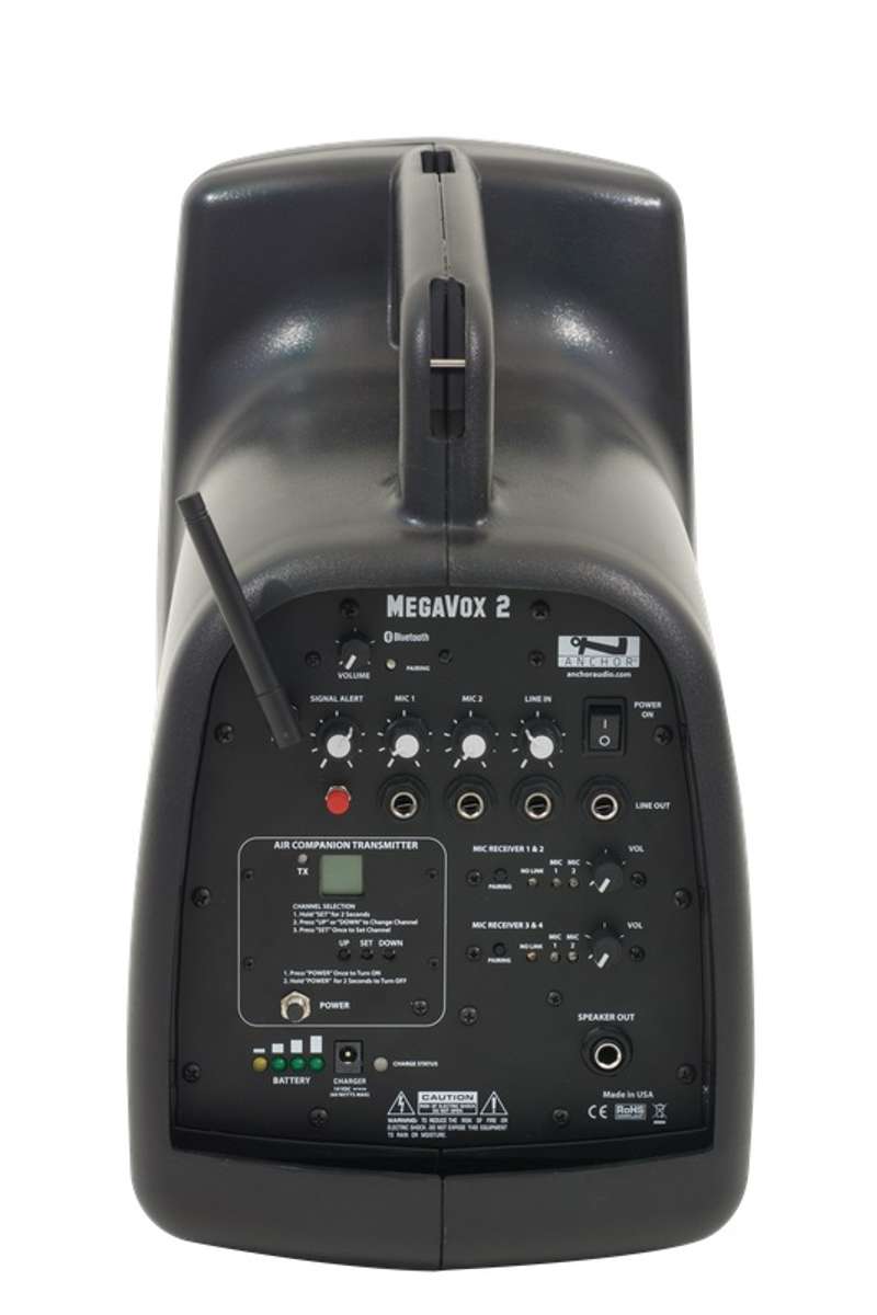 Anchor Audio MegaVox 2 System X1 Battery-Powered PA System with Bluetooth, Anchor-Air Transmitter, Wireless Handheld Microphone, and Speaker Stand
