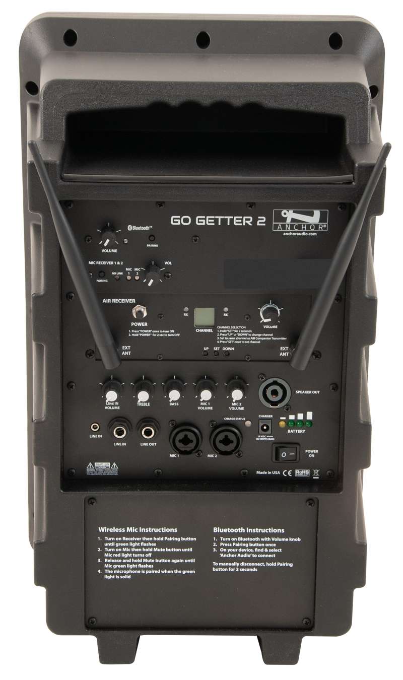 Anchor Audio Go Getter System 1 Battery-Powered PA System with Bluetooth, Wireless Handheld Microphone, and Speaker Stand
