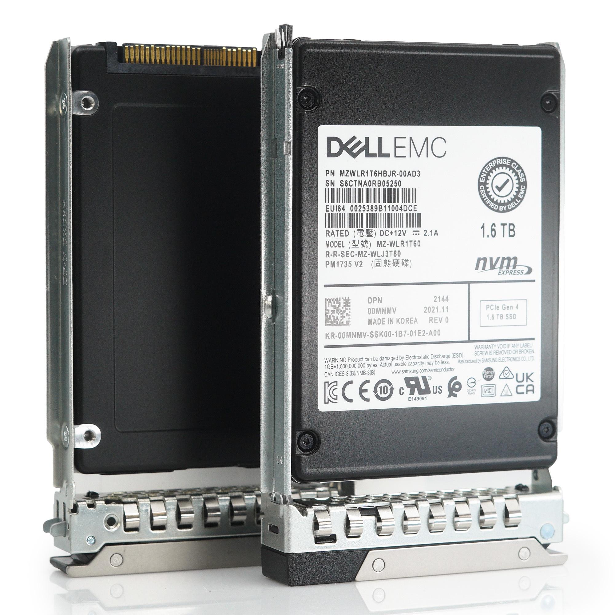 Dell G14 0MNMV MZWLR1T6HBJR 1.6TB PCIe Gen 4.0 x4 3D TLC 3DWPD Mixed Use U.2 NVMe 2.5in Recertified Solid State Drive
