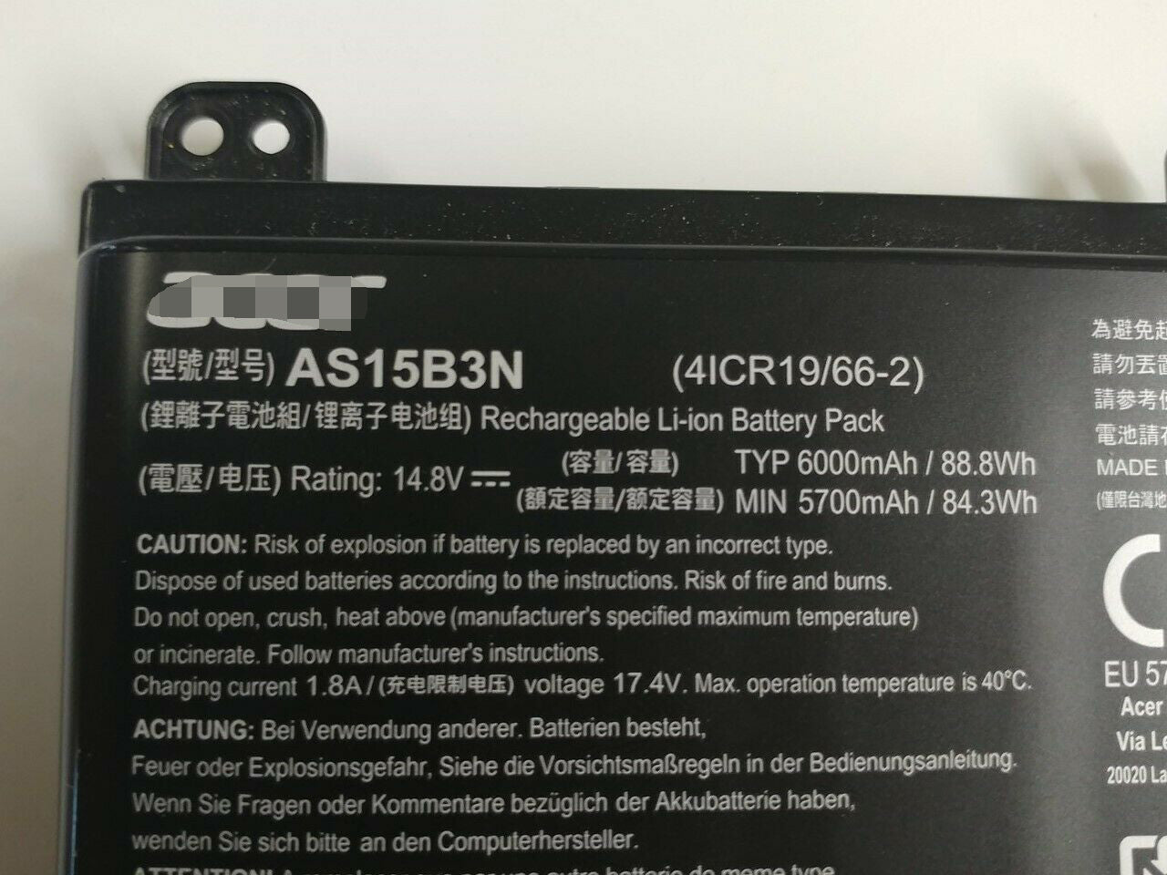 AS15B3N Battery For Acer Predator 15 G9-592 G9-593 Predator 17 G9