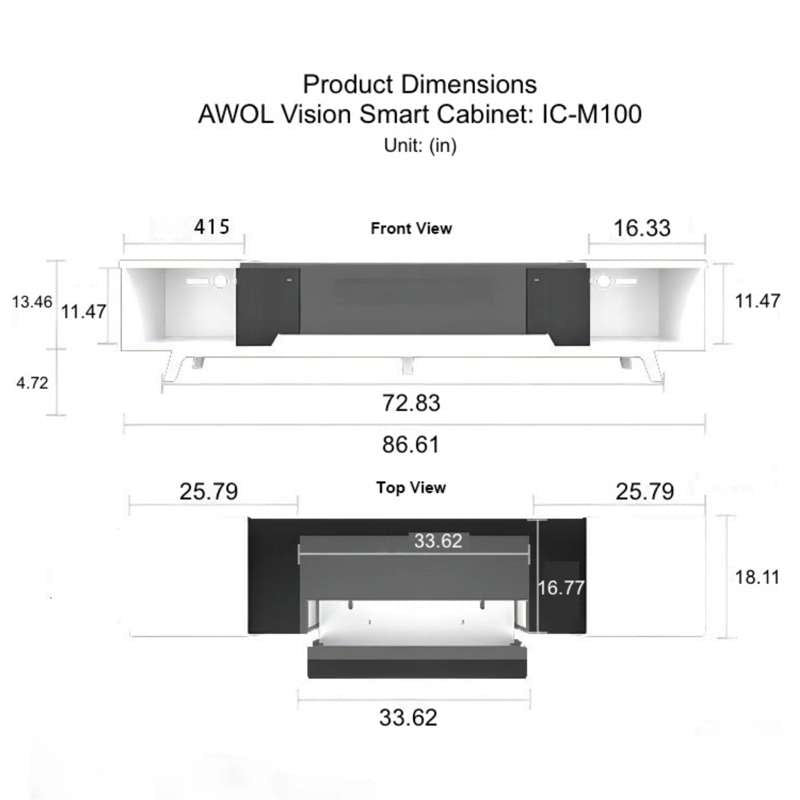 AWOL Vision Smart Cabinet for 100'' Projection, White