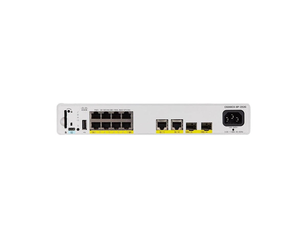 Cisco Catalyst C9200CX-8P-2X2G-A 8-Port PoE+ Compact Switch, Network Advantage