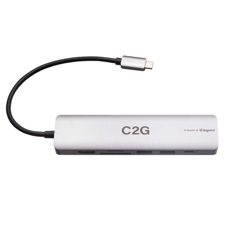 Cables To Go USB-C to HDMI, USB-A, SD Card Reader, Ethernet, and USB-C Mini Docking Station 4K 60Hz-Gray