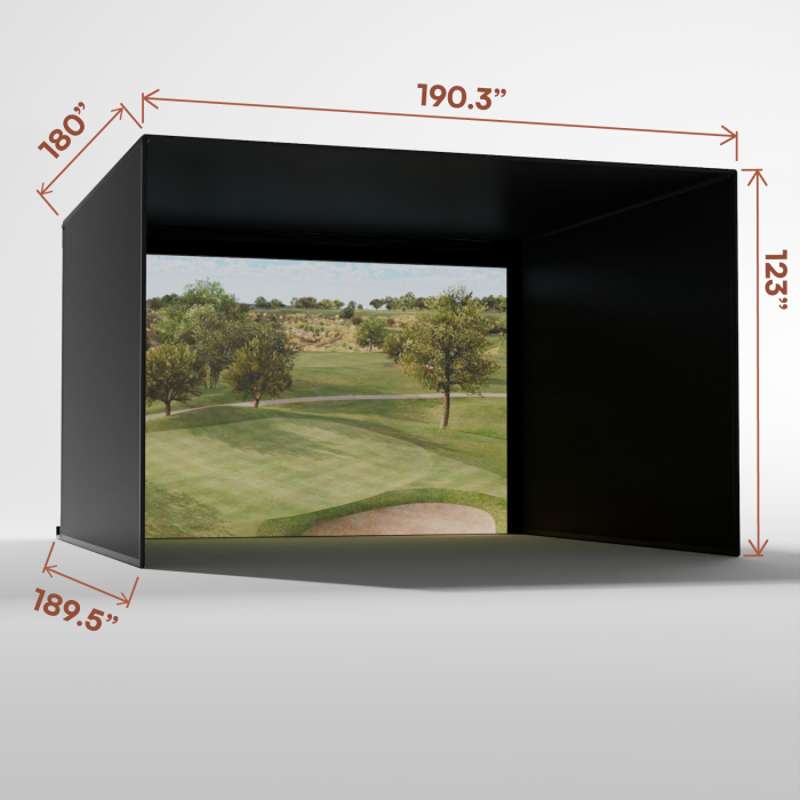 Carl's Place Pro Golf Simulator Enclosure Kit (10' × 15'5" × 15') with High‑Contrast Gray Premium Golf Screen