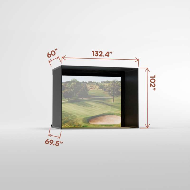 Carl's Place Pro Golf Simulator Enclosure Kit (8' × 10'5" × 5') with High‑Contrast Gray Premium Golf Screen
