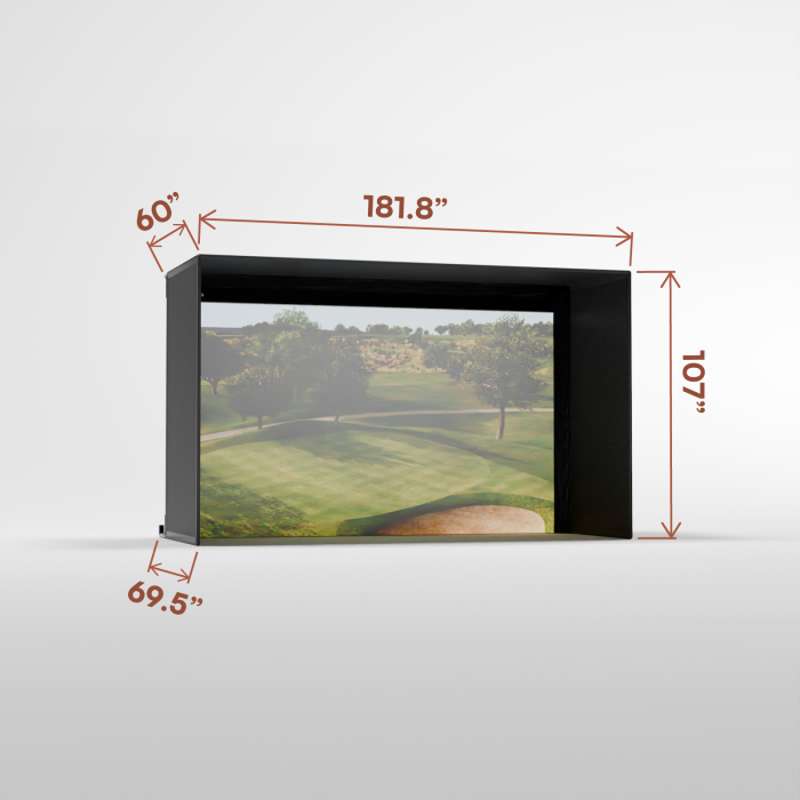 Carl's Place Pro Golf Simulator Enclosure Kit (8'5" × 14'5" × 5') with High‑Contrast Gray Premium Golf Screen
