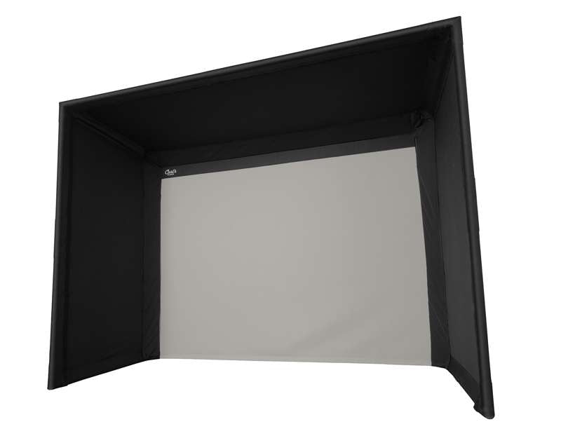 Carl's Place Pro Golf Simulator Enclosure Kit (8'5" × 14'5" × 5') with High‑Contrast Gray Premium Golf Screen