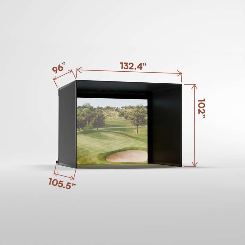 Carl's Place Pro Golf Simulator Enclosure Kit (8' × 10'5" × 8') with Premium Impact Golf Screen