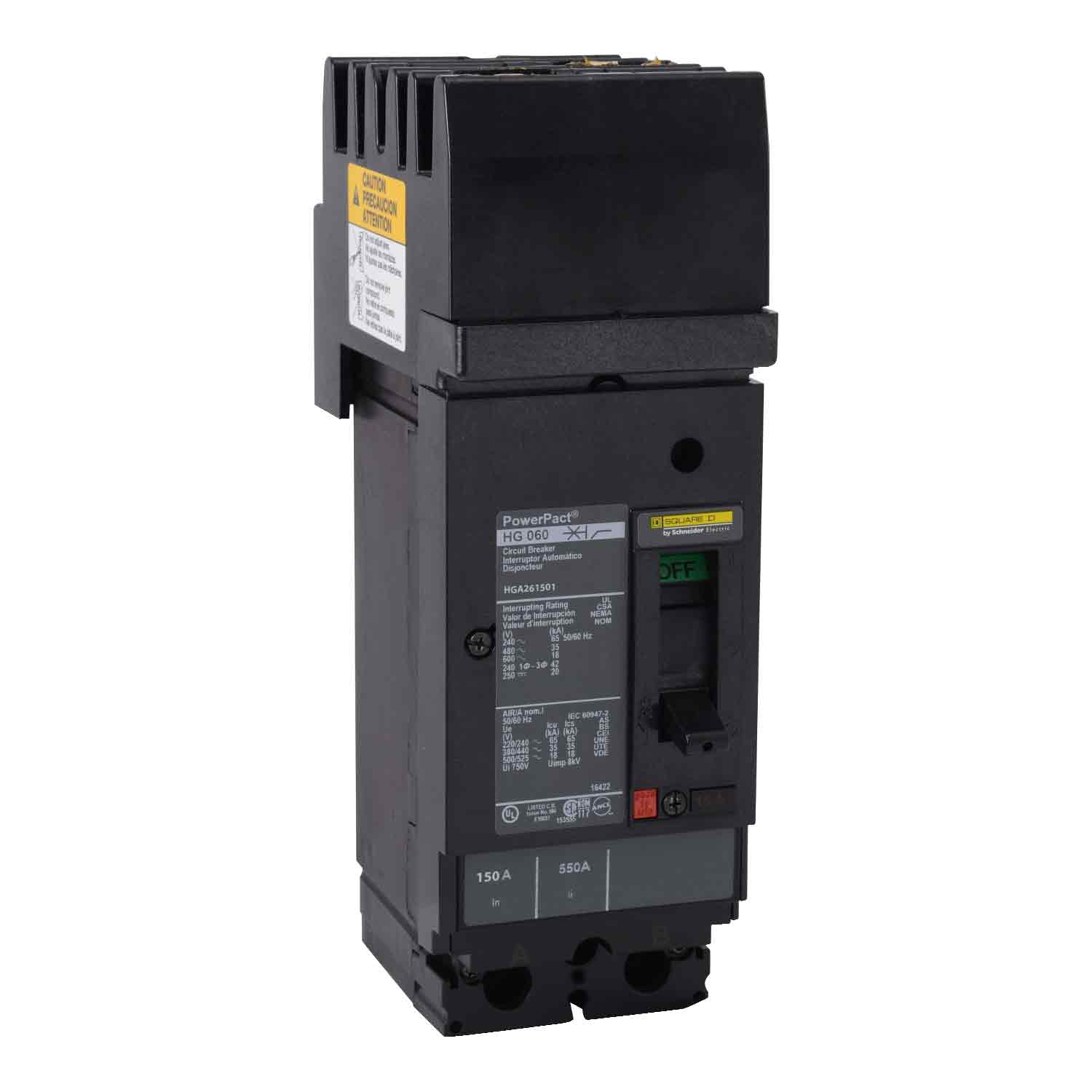 HGA261501 | Square D PowerPact 150A 2-Pole 600V I-Line Molded Case Circuit Breaker