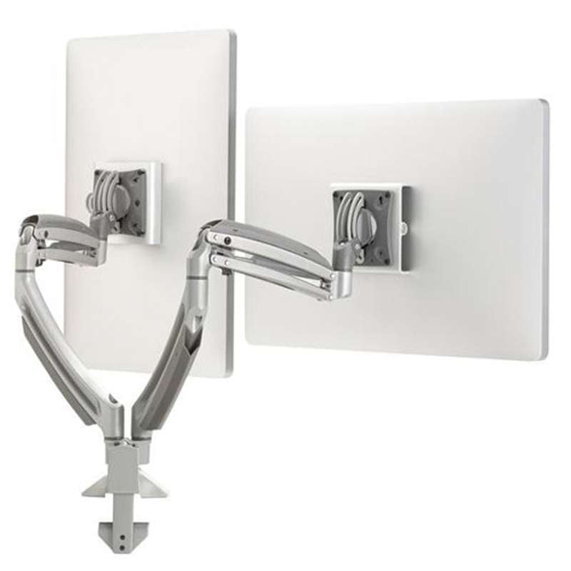 Chief Kontour K1D Dynamic Dual Monitor Arm Desk Mount - For 10-32 Inch Monitors - TAA Compliant - Silver