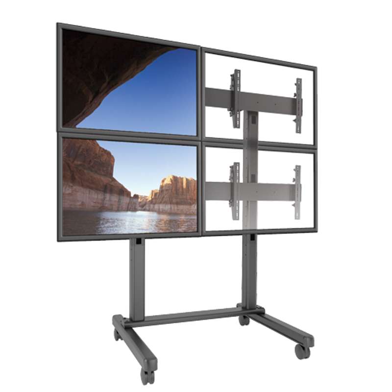 Chief Fusion Large 2x2 Freestanding Video Wall Mobile TV Cart - 42-50 Inch TVs - TAA Compliant - Black