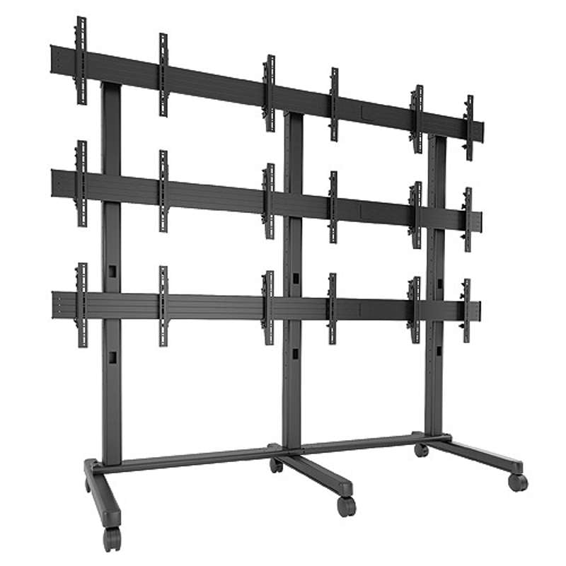 Chief Fusion Large 3x3 Freestanding Video Wall Mobile TV Cart - For 42-50 Inch TVs - TAA Complaint - Black