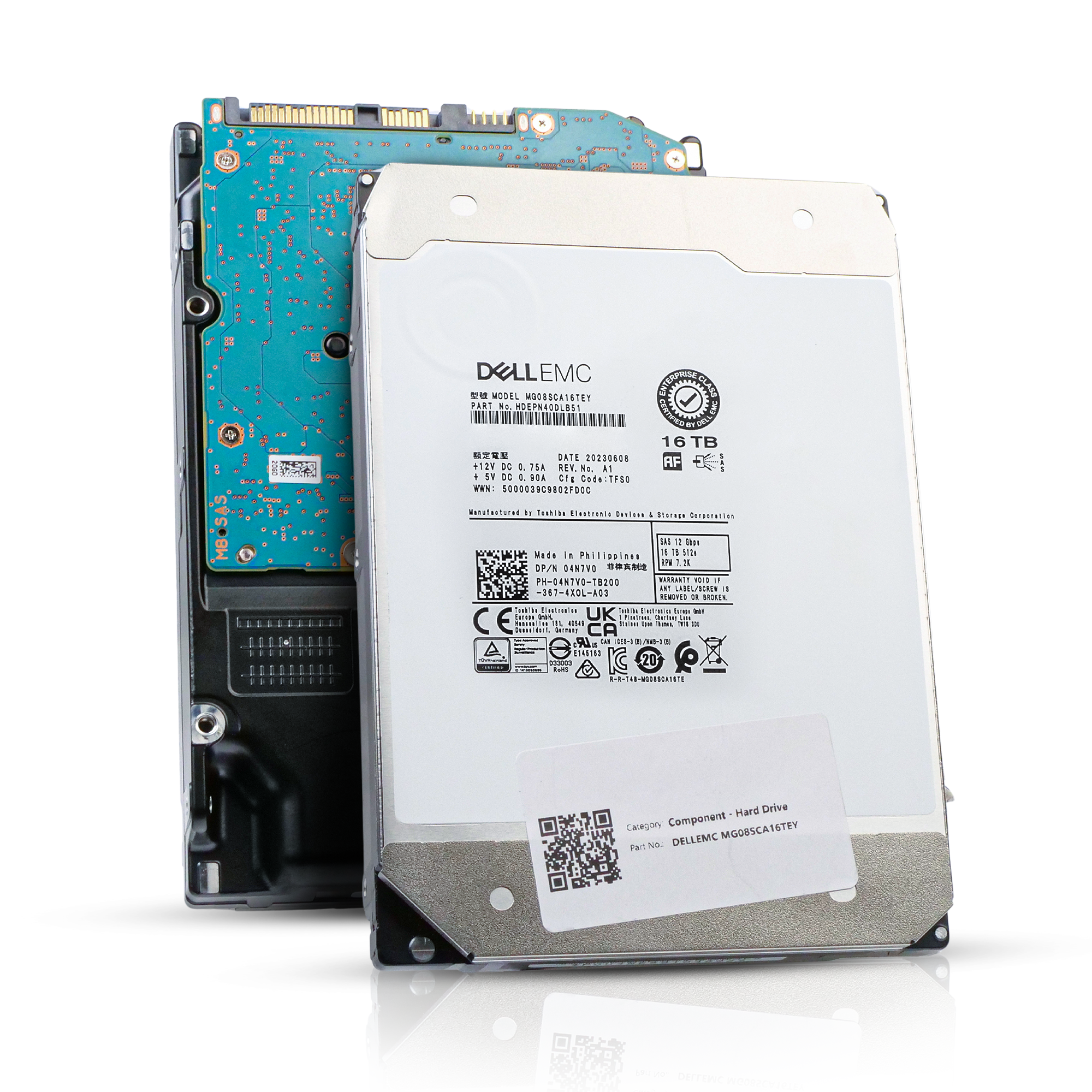 Dell/Toshiba MG08 MG08SCA16TEY 16TB 7.2K RPM SAS 12Gb/s 512e 512MB 3.5in Refurbished HDD