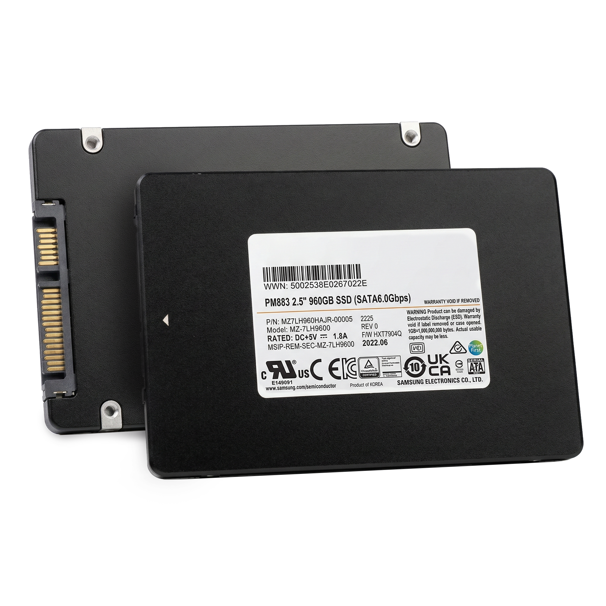 Samsung PM883 MZ7LH960HAJR 960GB 1.3 DWPD SATA 6Gb/s 3D TLC 2.5in Refurbished SSD