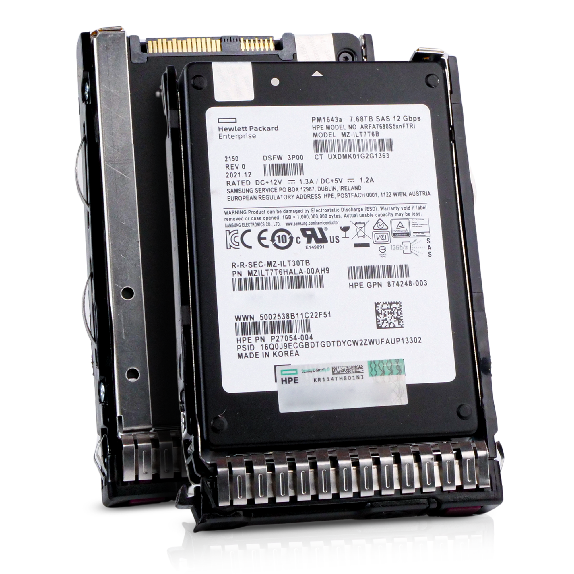 HP Generation 8 ARFA7680S5xnFTRI P27054-004 7.68TB 1 DWPD SAS 12Gb/s 3D TLC 2.5in Refurbished SSD