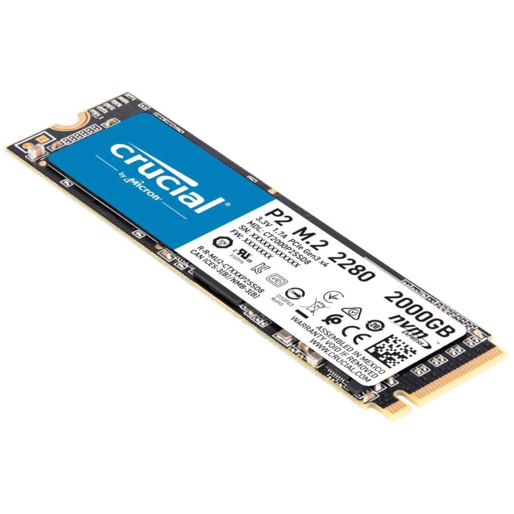 Micron Crucial P2 CT2000P2SSD8 2TB PCIe Gen 3.0 x4 M.2 2280 Recertified Solid State Drive
