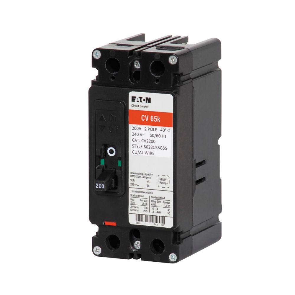 CV2150XMM | Eaton 2-Pole 150A 240V Molded Case Circuit Breaker, 65kAIC Thermal Magnetic