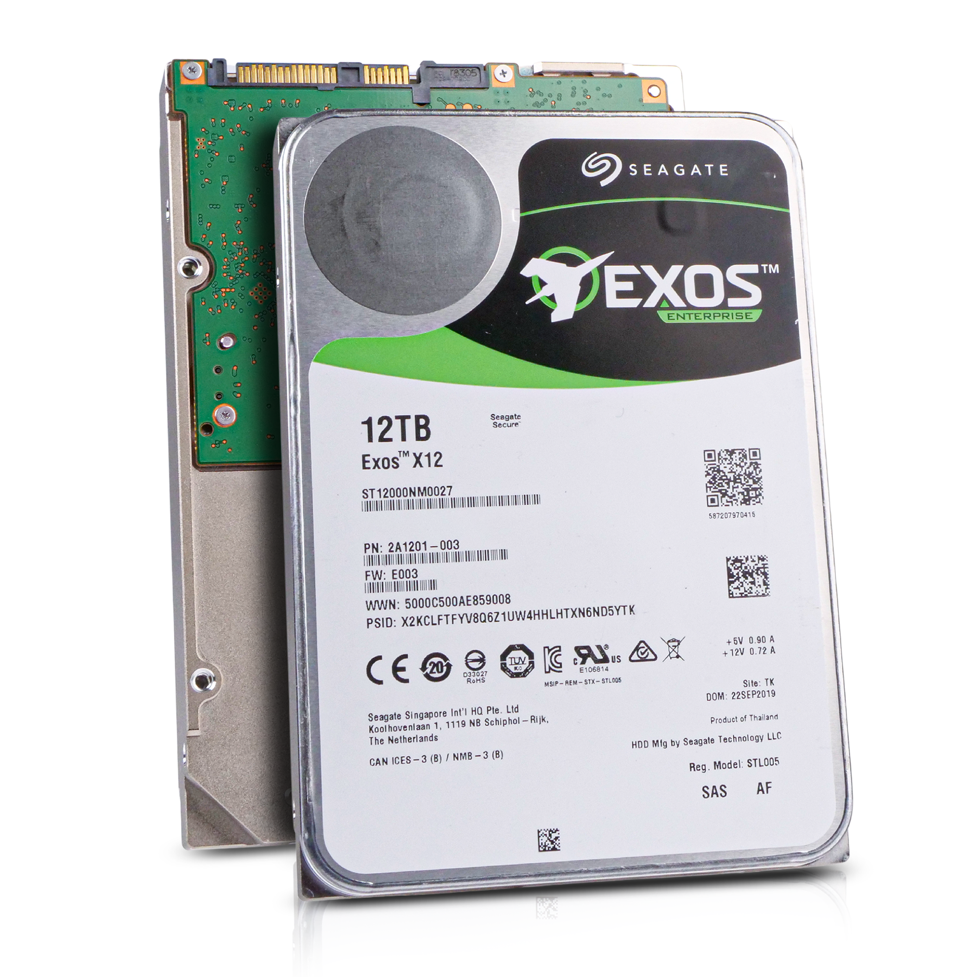Seagate Exos X12 ST12000NM0027 12TB 7.2K RPM SAS 12Gb/s 512e/4Kn 256MB 3.5" FastFormat HDD