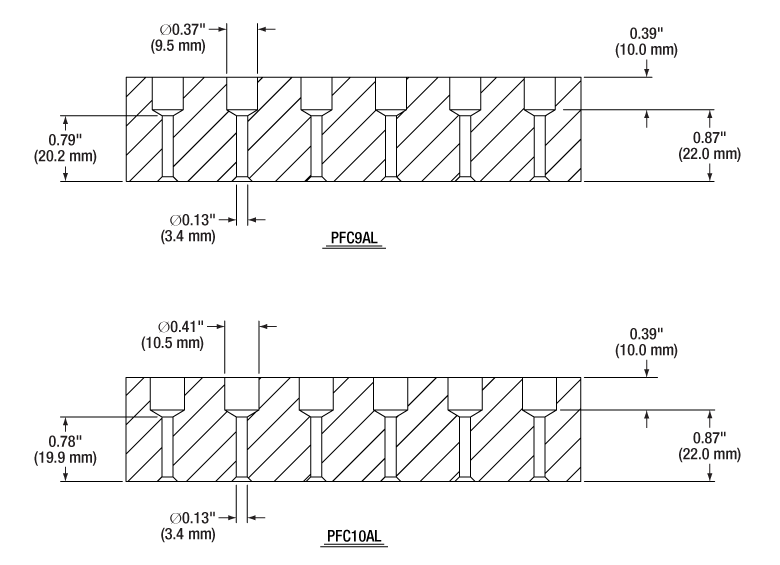 TH-PFC9AL - Aluminum Curing Block for Ø8 - 9 mm Connectors, PTFE Coated