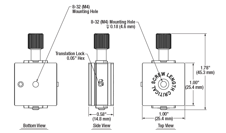 TH-DT12 - 1/2" Dovetail Translation Stage, 8-32 Taps