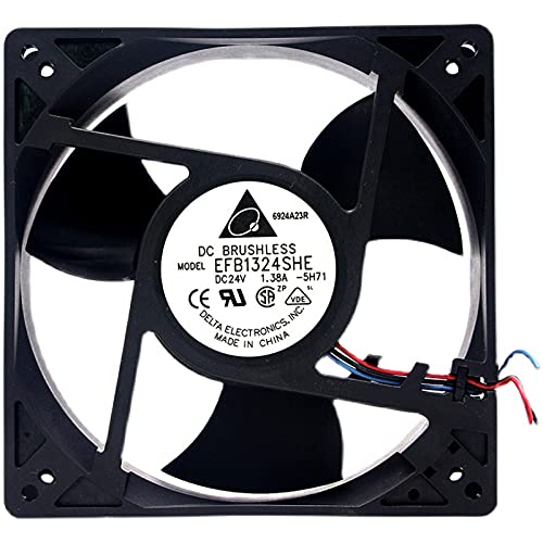 Ventiladores de CC Delta EFB1324SHE-EP de 127x127x38 mm, ventilador de CC de 24 V con sensor de velocidad (tacómetro), control de velocidad PWM, resistencia al polvo IP56 y protección contra mares agitados, protección contra niebla salina GR-487