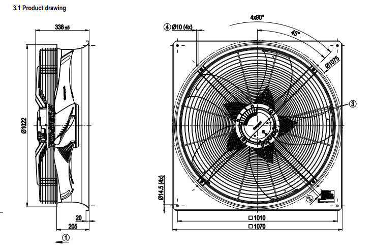 Ebmpapst W3G910-KS35-03/F01  Fan 380-480 V 1770W 2.8A 850 rpm