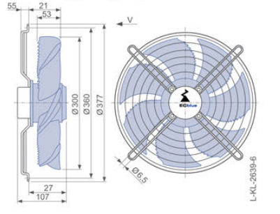 FN030-6IK.0E.V7 ZIEHL-ABEGG Axial Fan 150W 200-277/V 1.15/0.84A 1900rpm