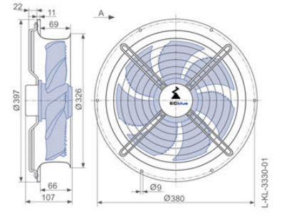 FN030-6IL.0E.A7  ZIEHL-ABEGG Axial Fan 150W 200-277/V 1.15-0.84A 1900rpm