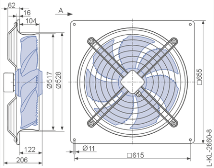 FN050-SDQ.4F.A7P1 ZIEHL-ABEGG Axial Fan 3/400-460V 0.29kW 0.74A