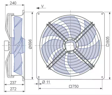 FN063-ADQ.4I.A7P1 ZIEHL-ABEGG Axial Fan 3~400V 0.45/0.23 kW 0.88/0.42 A