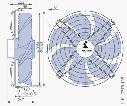 FN091-ZIS.GL.V5P1 ZIEHL-ABEGG Axial Fan 3.5 kW 5.6/4.4 A 1130 rpm