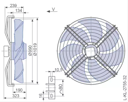 FN100-MDS.7M.V5P1 ZIEHL-ABEGG Axial Fan 3~460V 0.94/0.66kW