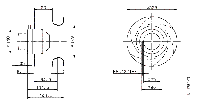 RH22M-2DK.1E.1R  ZIEHL-ABEGG centrifugal fan 3-460V  3340RPM