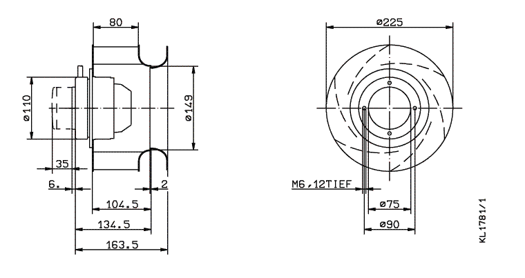 RH22M-2EK.1E.1R ZIEHL-ABEGG centrifugal fan  1-230V 50HZ 2750PRM